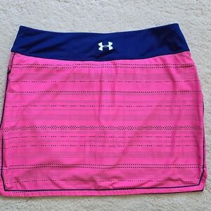 Under Armour Athletic Skort Women Sz Large Golf Tennis Pink Navy